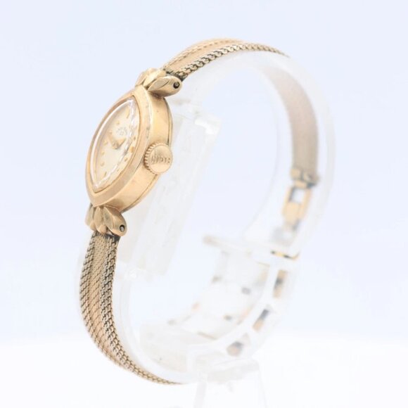 Vintage Lady Elgin Linen Bezel Ladies Mechanical Wristwatch 900 10k Gold Filled - Picture 5 of 5